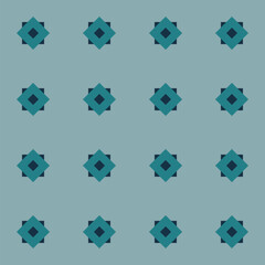 Naklejka premium Pattern created from sea green diamonds on navy blue squares, on a blue-grey