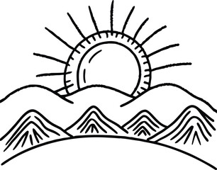 Sketch Sun Peeking Over H