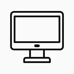 Simple black outline computer monitor icon on a white background