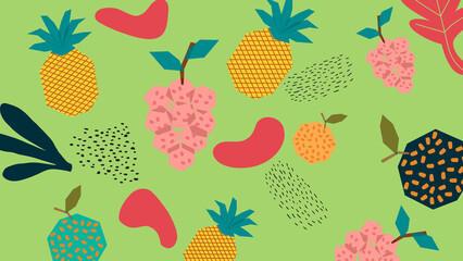 Hand Drawn Fresh Melon and Pear Background