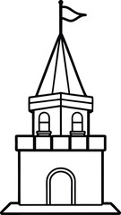 Tower With Flag In Line