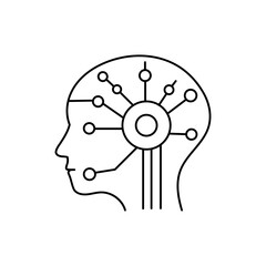 Vector head profile with multiple outward circuit lines, representing AI expansion and connectivity.