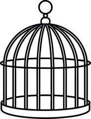 One Line Art Birdcage