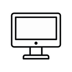 Clean black outline computer desktop screen icon on a white background