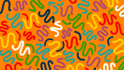 Bright orange squiggle abstract background