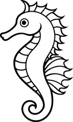 One Line Art Seahorse