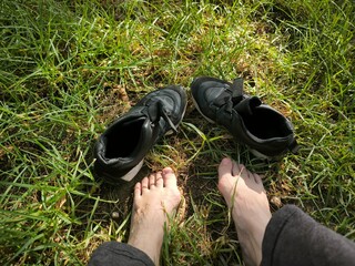 feet in grass