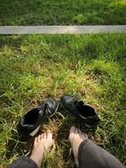 feet on the grass
