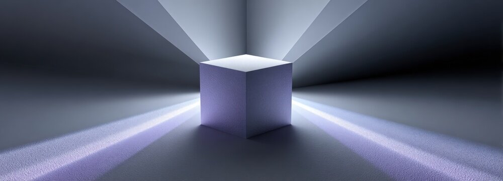 Stylized boron nitride prism with thermal material block on light gray background