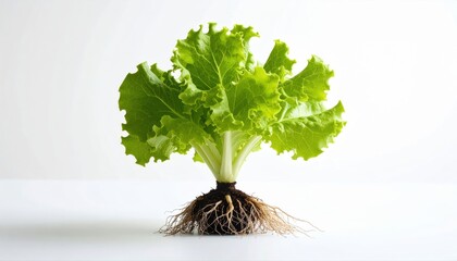 Fresh green lettuce harvest kitchen setting food photography minimalist style close-up view healthy eating