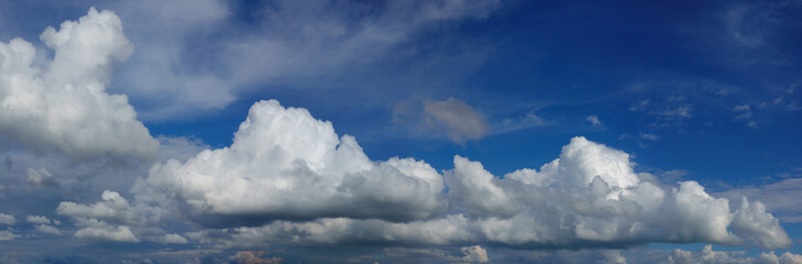 blue sky background with white clouds, panorama