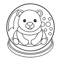 Fototapeta premium printable happy polar bear cuddling cub outline