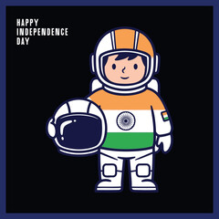 Celebrating India's 79th Independence Day with a cool graphic of an astronaut in a spacesuit featuring the Indian tricolor and Ashoka Chakra, reaching for the stars!