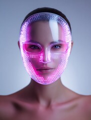 Woman Receiving LED Therapy in a Futuristic Spa Setting, Showcasing Innovative Skincare Technology for a Rejuvenating Experience