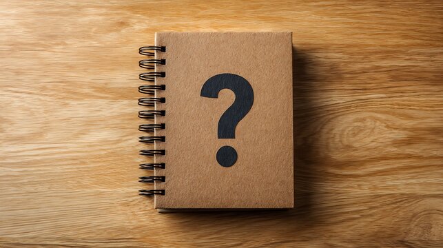question mark on wooden colour notepad