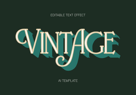 Green And Beige Vintage Retro Font Long Shadow Text Effect