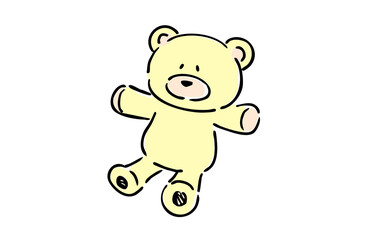 快眠の可愛いカラーイラスト　クマのぬいぐるみ