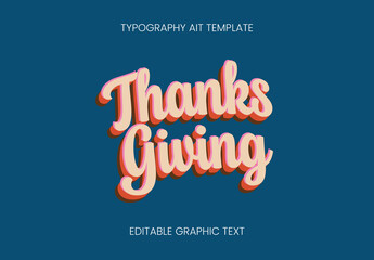 Beige Thanksgiving Text Retro Cursive Happy Font Effect