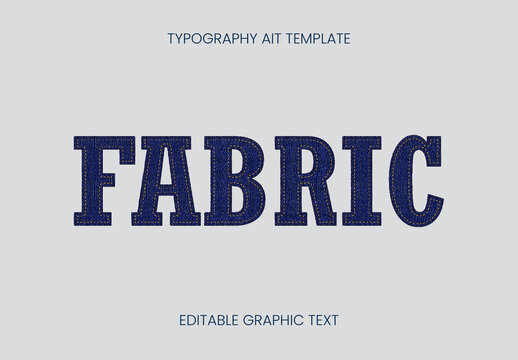 Blue Denim Text Jeans Stitched Fabric Font Effect