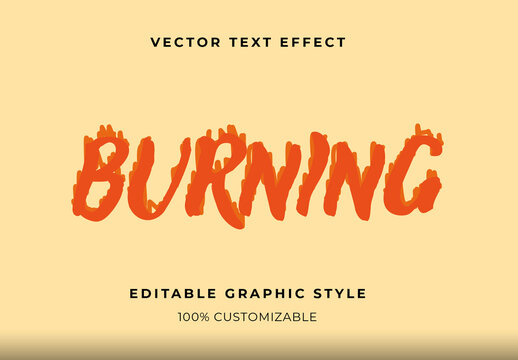 Orange Flat Fire Font Burning Grunge Brush Text Effect