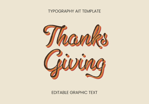Orange Thanksgiving Text Retro Gradient Cursive Font Effect