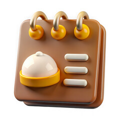 3d icon of 3d calendar icon with a service bell and list isolated on transparent background