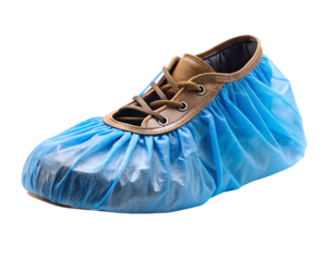 Blue disposable shoe cover isolated on transparent background