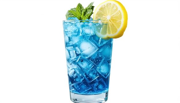 The Blue Lagoon is a vibrant, icy cocktail with a striking blue curasao base, mixed with vodka and lemonade.