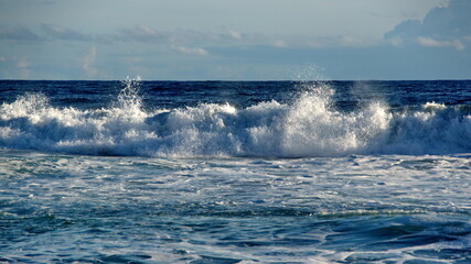 Waves breaking just off the beach in Zipolite, Mexico