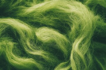 Obraz premium Abstract Image of Bright Green Fluffy Fiber Texture, Close-Up View.