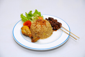 fried rice with chicken satay