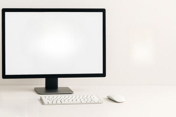 Fototapeta premium Futuristic Workspace with White Keyboard and Mouse 