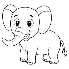 Fototapeta premium Cute cartoon baby elephant silhouette