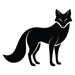 Obraz premium Black fox standing proudly silhouette