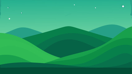 Obraz premium Serene green hills under a starry night sky