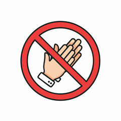 No Clapping Hand Symbol with Red Circle for Social Media Graphics, Awareness Campaigns, Warning Signs, and Infographics on Communication Etiquette  