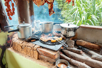 Traditional Wood-Fired Stove Used for Cooking in Santander, Colombia