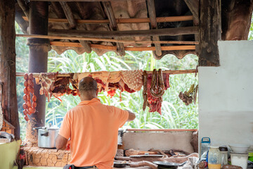 Traditional Colombian Wood-Fired Cooking with Assorted Meats in Santander