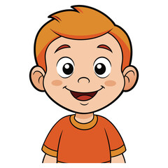 Obraz premium Happy cartoon boy with orange hair and shirt