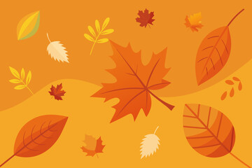 Obraz premium Orange background with autumn leaves 