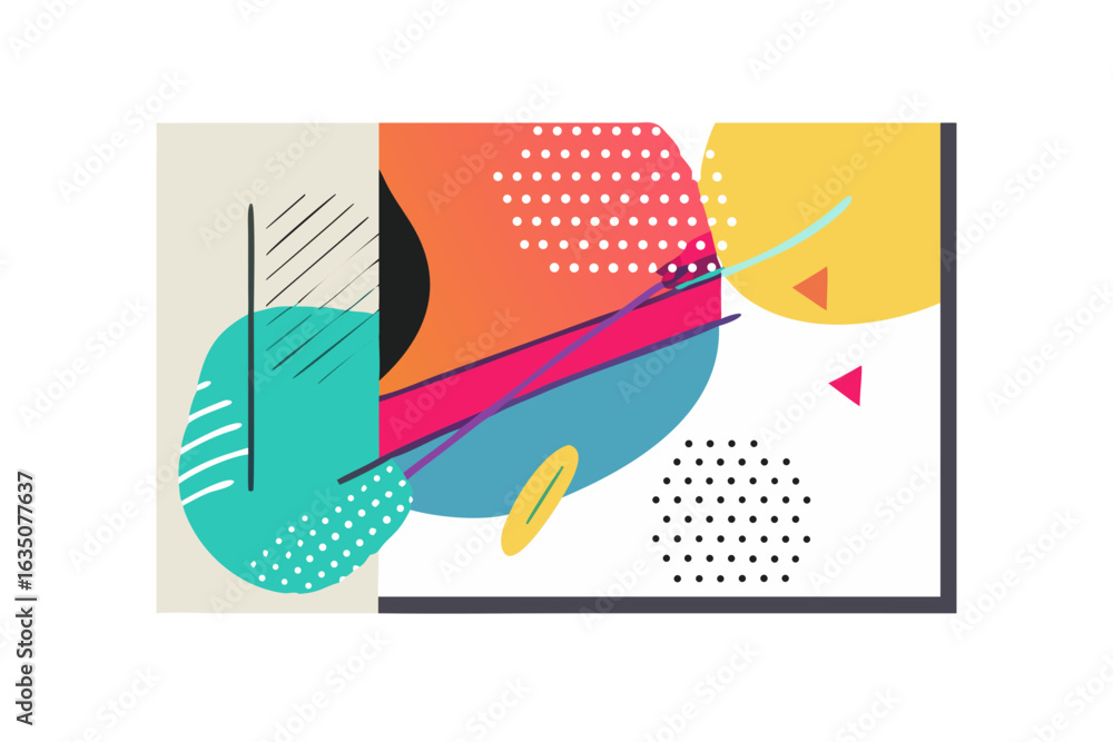 Poster abstract geometric shapes and patterns with vibrant colors