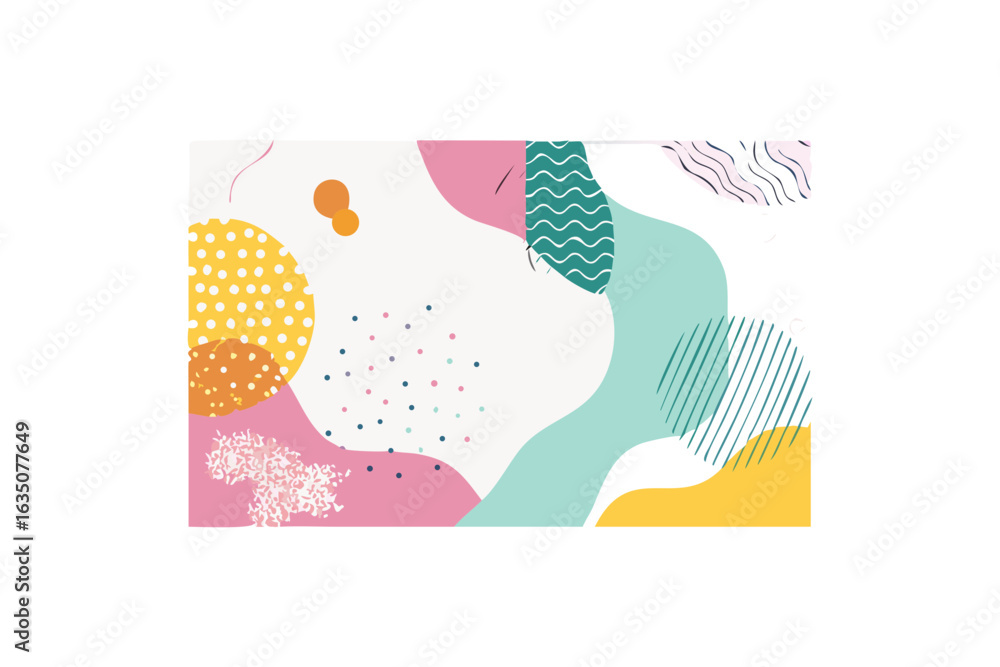 Poster abstract memphis style pattern with organic shapes and dots