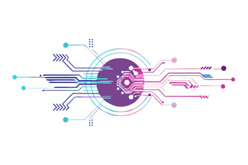 Abstract futuristic circuit board with glowing lines and nodes