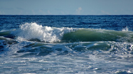 Waves breaking just off the beach in Zipolite, Mexico