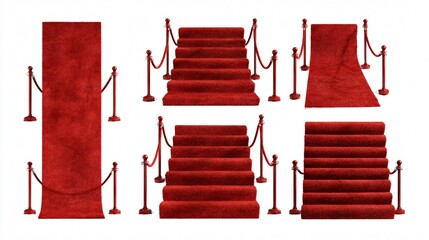 Luxurious Set of Red Carpets Cut Out for Elegant Events and VIP Functions