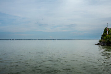 View of the Lake Balaton at Badacsony in the evening.Summer season.