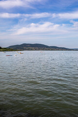 View of the Lake Balaton at Badacsony in the evening.Summer season.