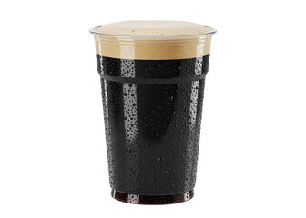 draught stout in a cold plastic pint, dark irish beer