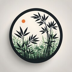 Minimal Botanical Design,Soft Floral Plate Art, bamboo