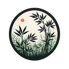 Minimal Botanical Design,Soft Floral Plate Art, bamboo